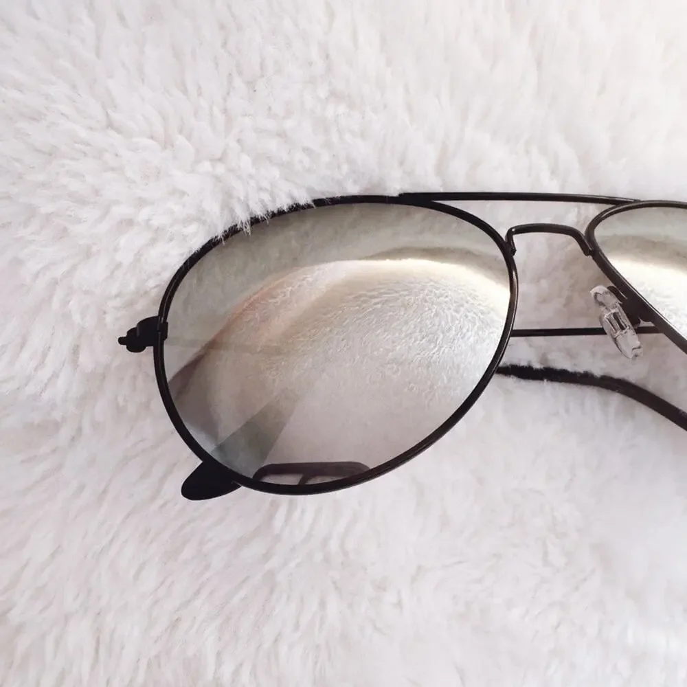 Flynn Black W/ Mirrored Lenses Aviator Sunglasses